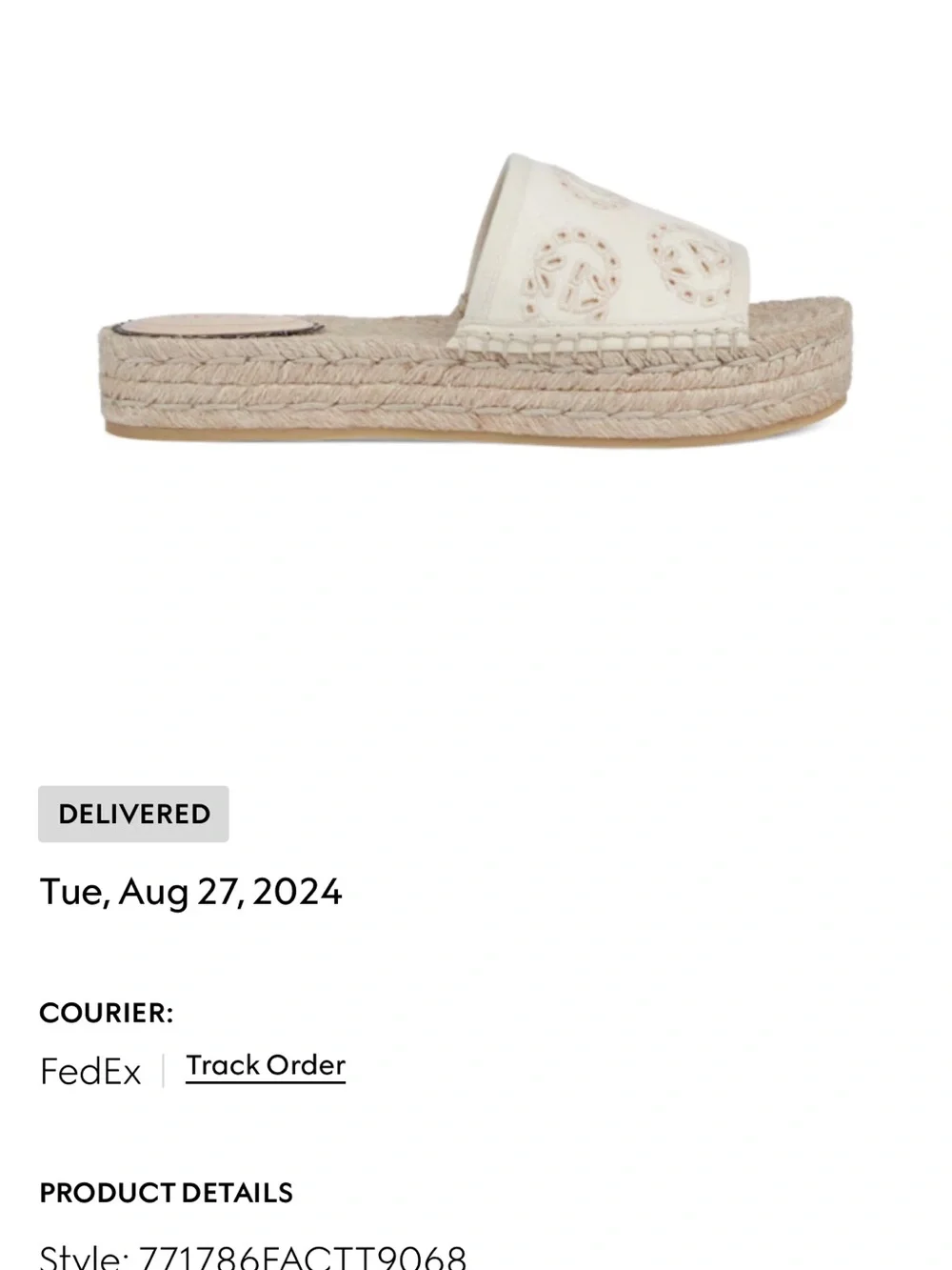 Gucci Cream Espadrille Slide with Woven Jute Platform